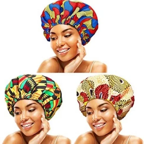 Accessories | 3 Pieces Double Layer Satin Bonnet For Women  display picture 1